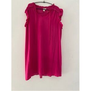 Joie Sleeveless Ruffle Satin Dress in Hot Pink Size XL
